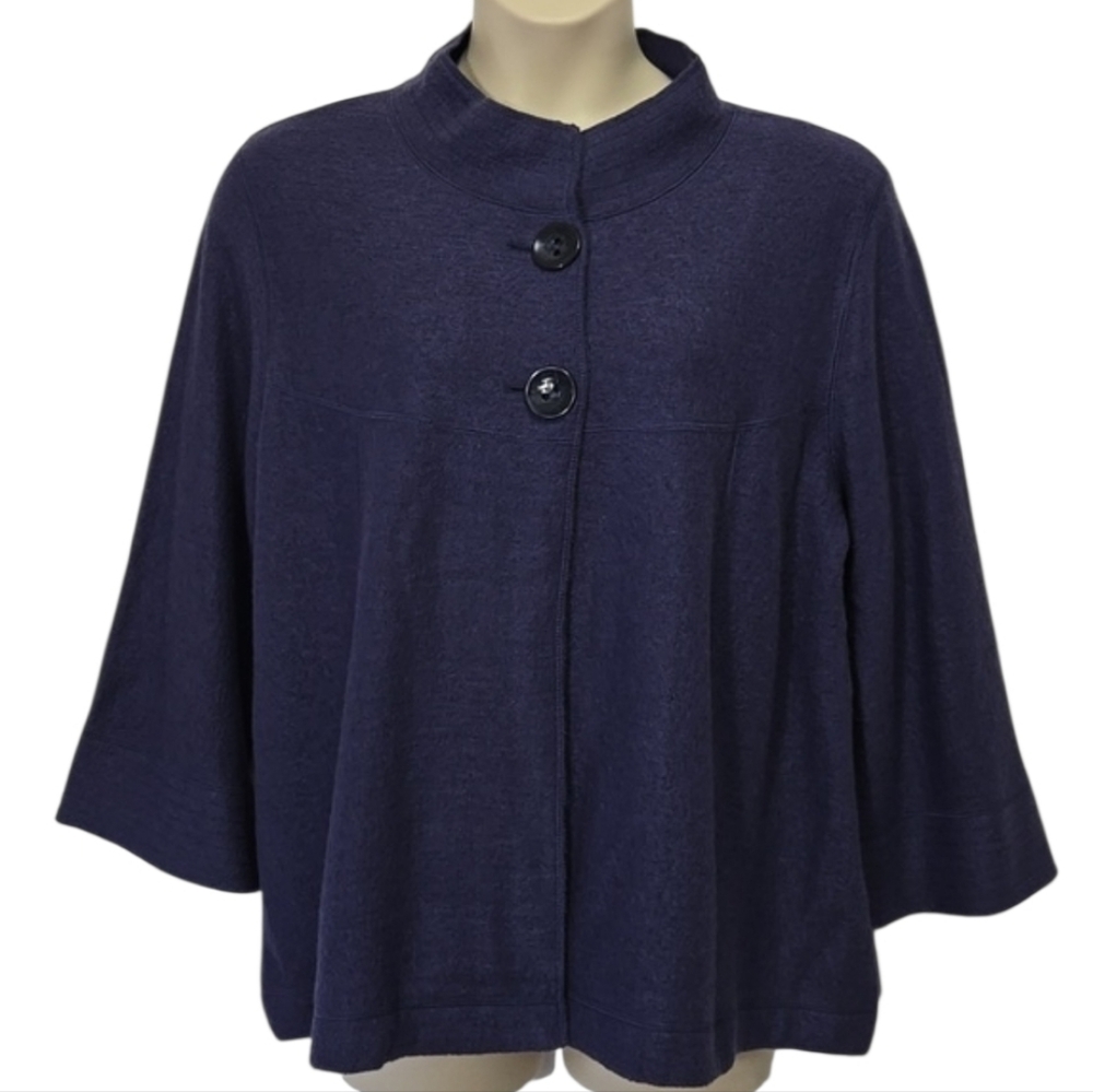 Sandro Woman Wool‎ Swing Cardigan Sweater Jacket Size 1X Lagenlook Artsy